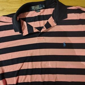 Polo by Ralph Lauren Men's Pink and Black Striped Shirt